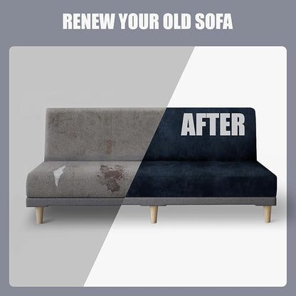 molasofa Leather Like Stretch Futon Slipcover Armless Futon Bed Sofa Cover Furniture Protector with Elastic Bottom, Soft and Washable Futon Cover for Sofa Bed Stay in Place（X Larger, Navy Blue）