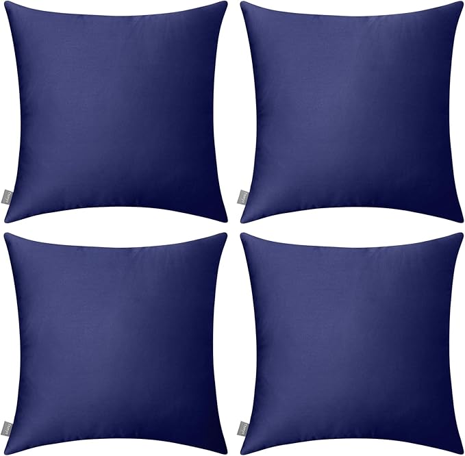 Thmyo 4-Pack 100% Cotton Comfortable Solid Decorative Throw Pillow Case Square Cushion Cover Pillowcase Sublimation Blank Pillow Covers Halloween DIY Throw Pillowcase(20x20inch/50x50cm,Dark Blue)