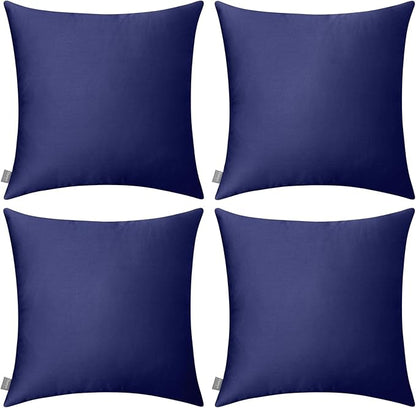 Thmyo 4-Pack 100% Cotton Comfortable Solid Decorative Throw Pillow Case Square Cushion Cover Pillowcase Sublimation Blank Pillow Covers Halloween DIY Throw Pillowcase(20x20inch/50x50cm,Dark Blue)