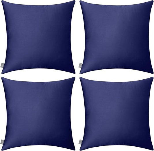 Thmyo 4-Pack 100% Cotton Comfortable Solid Decorative Throw Pillow Case Square Cushion Cover Pillowcase Sublimation Blank Pillow Covers Halloween DIY Throw Pillowcase(20x20inch/50x50cm,Dark Blue)