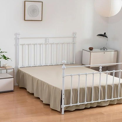 Bed Skirt, Full Size Ruffled Bed Skirt with Split Corners, 16 Inch Drop Dust Ruffle Bed Skirt with Platform, Full -16 Inch, Light Camel