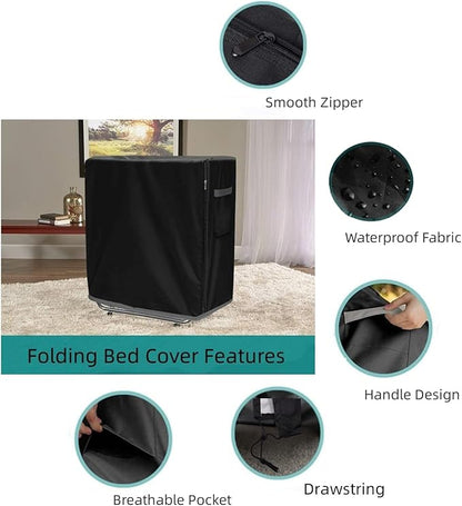 Rollaway Bed Cover, Waterproof & Dustproof Folding Bed Storage Cover, Portable Universal Fits 31-Inch Single (33''L x 12.99W x 42''H)