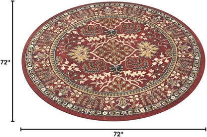 SAFAVIEH Antiquity Collection 6' Round Red / Multi AT64A Handmade Traditional Oriental Premium Wool Area Rug