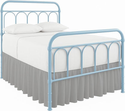 Cottingon Ruffled Bed Skirt with Split Corners-Dust Ruffle - 22" Drop 100% Microfiber Soft,Sheen & Luxurious Look - Bed Skirts (Light Grey -Queen)