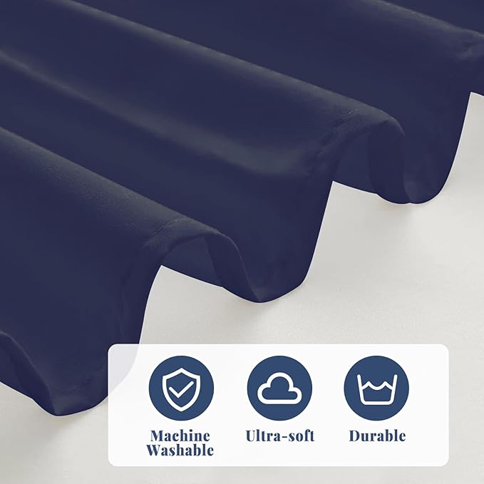 Full Bed Skirt, Elastic Wrap Around Bed Skirt Full Size, Bed Skirts for Adjustable Bed, Easy Fit with 14" Drop Length Tailored Drop Dust Ruffle (Navy)