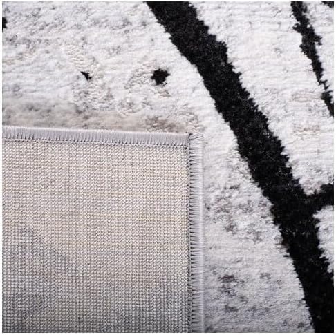 SAFAVIEH Amelia Collection Area Rug - 5' Square, Grey & Black, Modern Abstract Design, Non-Shedding & Easy Care, Ideal for High Traffic Areas in Living Room, Bedroom (ALA293K)