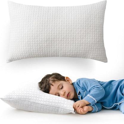 Toddler Pillow for 2-5 Year Olds,Organic Cotton Toddler Crib Pillow with Washable Cover,13x18 Inch White Pillow for Toddler Bed