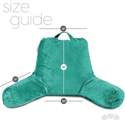 Milliard Reading Pillow with Arms, Teal, Shredded Memory Foam Back Pillow for Bed Sitting Up - Sit Up Backrest Support for Reading & Rest Bed - Washable Cover, Adjustable Comfort, CertiPUR Certified