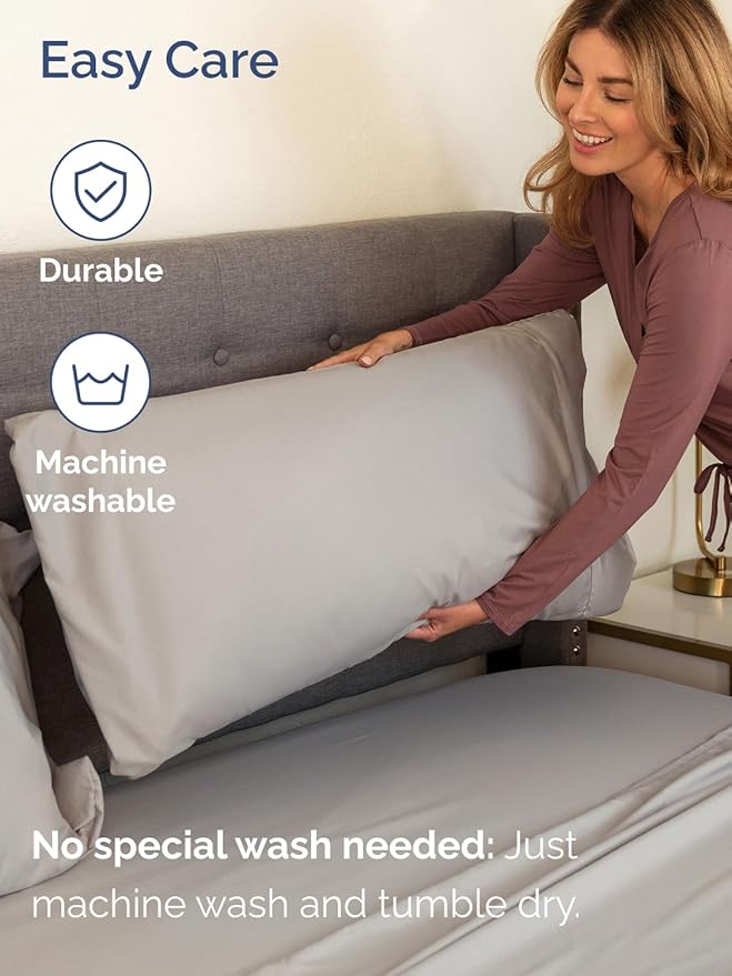 Extra Deep Pocket Twin Sheets - 3 Piece Breathable & Cooling Bed Sheets - Hotel Luxury Bed Sheet Set - Soft, Wrinkle Free & Comfy - Easily Fits Extra Deep Mattresses - Deep Pocket Light Grey Sheets