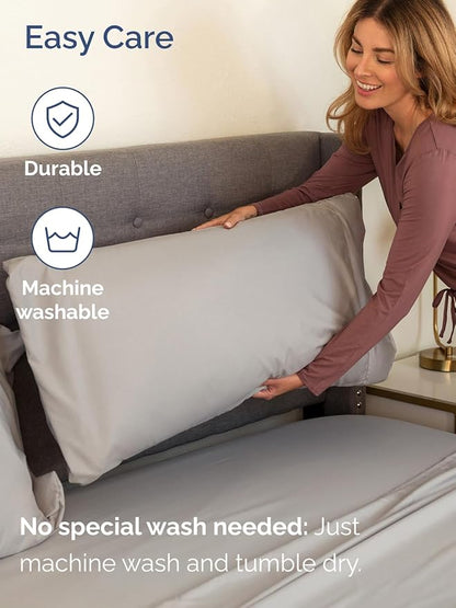 Extra Deep Pocket Queen Sheet Set - 4 Piece Breathable & Cooling Bed Sheets - Hotel Luxury Sheet Set - Soft, Wrinkle Free & Comfy - Easily Fits Extra Deep Mattresses - Deep Pocket Light Grey Sheets