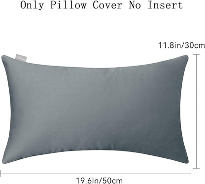 4-Pack 100% Cotton Lumbar Comfortable Solid Decorative Throw Pillow Case,Thmyo Rectangle Cushion Cover Pillowcase Sublimation Blank Pillow Covers DIY Throw Pillowcase(12x20inch/30x50cm, Dark Grey)