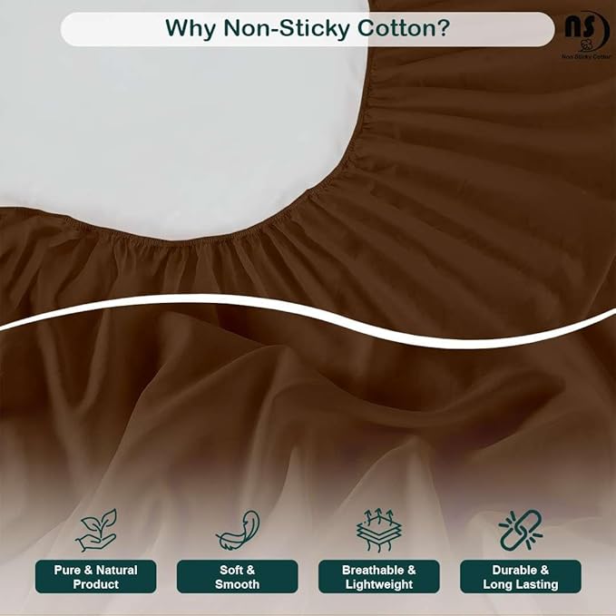 NON Sticky cotton Twin Size Sleeper Sofa Sheets, 4 Piece Egyptian Cotton Bed Sheet Set for Sofa Bed, 6" Deep Pocket Fitted Sheet for Pull Out Couch Mattress, 39" x 75", Chocolate Solid