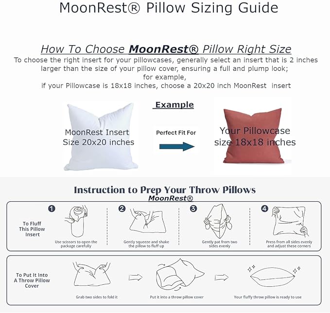 MoonRest® 16x36 Inch Synthetic Down Alternative Rectangle Pillow Insert Form Stuffer for Sofa Shams, Decorative Throw Pillow, Cushion and Bed Pillow Stuffing - Hypoallergenic 16“X 36”