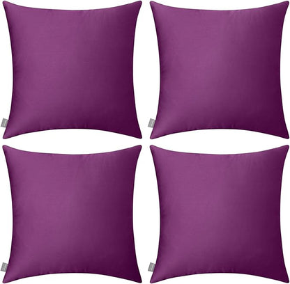 4-Pack 100% Cotton Comfortable Solid Decorative Throw Pillow Case,Thmyo Square Cushion Cover Pillowcase Sublimation Blank Pillow Covers DIY Throw Pillowcase(18x18 inch/ 45x45cm,Dark Reddish Purple)
