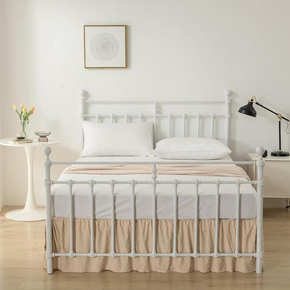 Tufted Dot Bed Skirt QueenSize Ruffled Bed Skirt with Split Corners, 14 Inch Drop Dust Ruffle Bed Skirts with Platform, Camel
