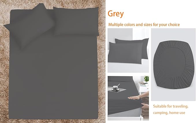Queen Air Mattress Sheets - 3 Pieces Queen Sheets Sets 16 to 23 inch - Inflate Without Disassembly Convenient & Firm Easy to use Air Mattress (Grey,Full)