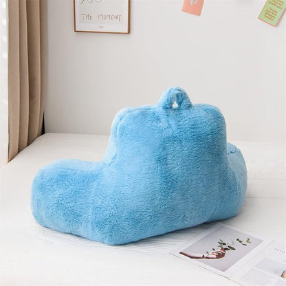Holawakaka Reading Pillow for Sitting up in Bed Sofa Kids Teens, Backrest Pillow with Arms for Boys Girls Women Petites Pregnancy, Back Support Cushion for Couch Floor Nursery Playroom (Blue)