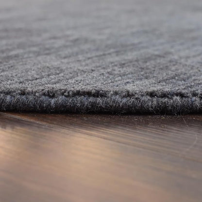 Hand Knotted Loom Wool ECO-Friendly Area Rugs - 10'x10', Round, Charcoal Color, Solid Plain Design, High Pile Handmade Anti Skid Area Rugs for Living Room, Bed Room (L00111)