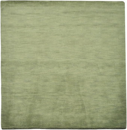 Hand Knotted Loom Wool ECO-Friendly Area Rugs - 10'x10', Square, Green Color, Solid Plain Design, High Pile Thick Handmade Anti Skid Area Rugs for Living Room, Bed Room (L00111)