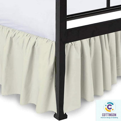 Ruffled Bed Skirt with Split Corners-Dust Ruffle - 22" Drop 100% Microfiber Soft,Sheen & Luxurious Look - Bed Skirts (Ivory -Full)