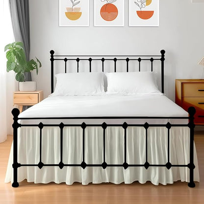 Shreem Linen Ruffled Bed Skirt with Split Corners, Gathered Style, 100% Microfiber, 24-Inch Drop, Dust Ruffle Bedskirt with Platform, Twin-XXL, Ivory