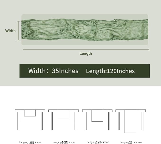 BALCONY & FALCON 2 Pack Sage Green Cheesecloth Table Runner 10FT 120 Inch Rustic & Boho Farmhouse Gauze Cheese Cloth Runners for Wedding Fall Thanksgiving Christmas Party Baby Shower Birthday Decor