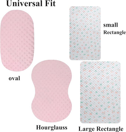 Dot Bassinet Sheet Set 2 Pack Stretch Fitted Cradle Sheets,Ultra Soft,Universal Fit Oval Rectangle Hourglass Pad/Mattress, for Baby Girls and Boys Pink & Floral