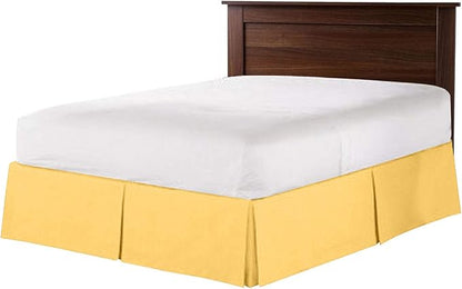 Bed Skirt - 100% Cotton 800 Thread Count Box Pleated Bed Skirt - Luxury Pleated Dust Ruffle, Hotel Quality Modern Bed Skirt, Easy Fit with 12 Inch Tailored Drop, Queen, Gold
