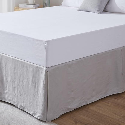 Simple&Opulence Premium Linen Bed Skirt Basic Style 18 inch Tailored Drop Dust Proof Easy Fit Breathable (18'' Basic-Grey, Queen)