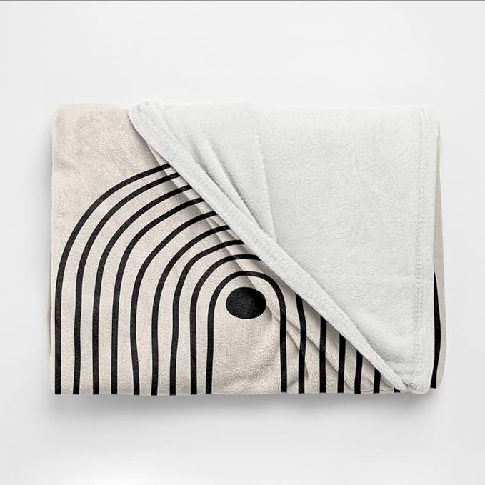 Boho Mid Century Blankets Orange Beige Throws Abstract Modern Aesthetic Bedding Minimalist Sun Leaf Soft Warm Bed Bedding Blankets for Couch Bedroom Sofa Office Cozy Flannel Blanket 30"X40"