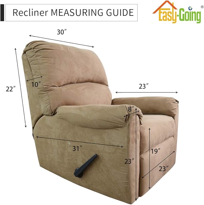 Easy-Going Recliner Stretch Sofa Slipcover Sofa Cover 4-Pieces Furniture Protector Couch Soft with Elastic Bottom Polyester Spandex Jacquard Fabric Small Checks(Recliner,Orange,Large)