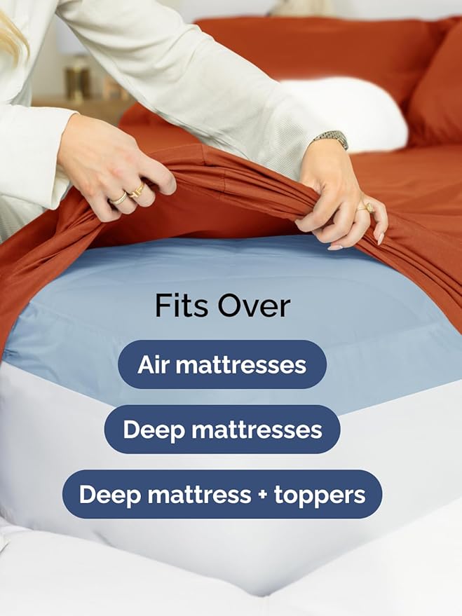 Extra Deep Pocket Full Sheets - 4 Piece Breathable & Cooling Bed Sheets - Hotel Luxury Bed Sheet Set - Soft, Wrinkle Free & Comfy - Easily Fits Extra Deep Mattresses - Deep Pocket Terracotta Sheets