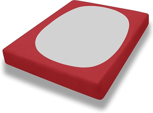 PureFit Stretchy Box Spring Cover Queen - Elastic Fitted Box Spring Wrap Around 4 Sides, Wrinkle & Fading Resistant Fits Queen Size Beds, Red