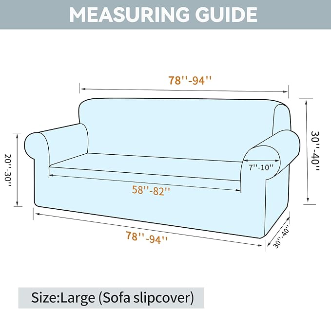 LURKA Stretch Sofa Slipcovers 1 Piece Couch Covers for 3 Cushion Couch Sofa Furniture Protector Full Sofa Covers with Elastic Bottom for Kids and Dog (Large, Khaki)