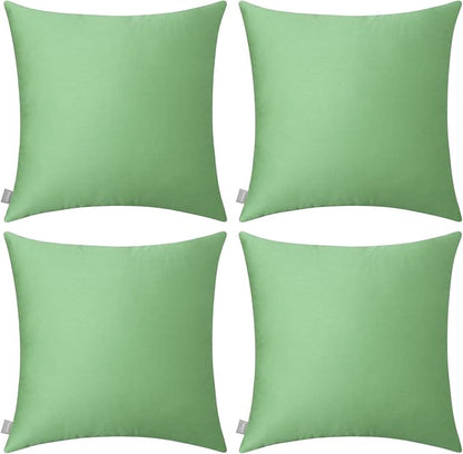 Thmyo 4-Pack 100% Cotton Comfortable Solid Decorative Throw Pillow Case, Square Cushion Cover Pillowcase Sublimation Blank Pillow Covers DIY Throw Pillowcase for Sofa(20x20 inch/ 50x50cm,Sage Green)