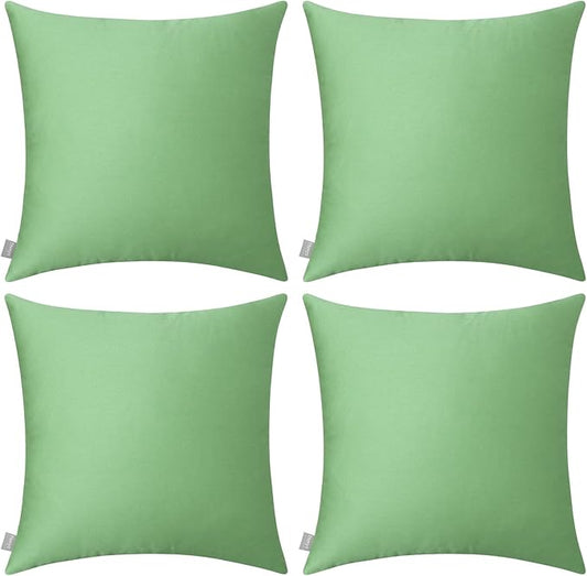 Thmyo 4-Pack 100% Cotton Comfortable Solid Decorative Throw Pillow Case, Square Cushion Cover Pillowcase Sublimation Blank Pillow Covers DIY Throw Pillowcase for Sofa(20x20 inch/ 50x50cm,Sage Green)