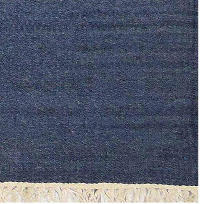 Rugsotic Carpets Hand Woven Flat Weave Kilim Wool ECO-Friendly Area Rugs - 2'6"x8', Runner Shape, Blue Color, Solid Plain Design, Low Pile Handmade Area Rugs for Living Room, Bed Room (D00111)
