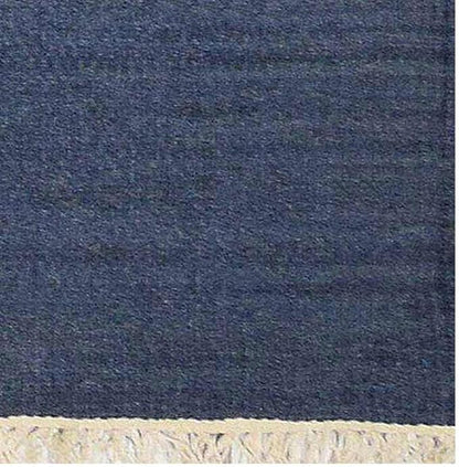 Rugsotic Carpets Hand Woven Flat Weave Kilim Wool ECO-Friendly Area Rugs - 2'6"x8', Runner Shape, Blue Color, Solid Plain Design, Low Pile Handmade Area Rugs for Living Room, Bed Room (D00111)