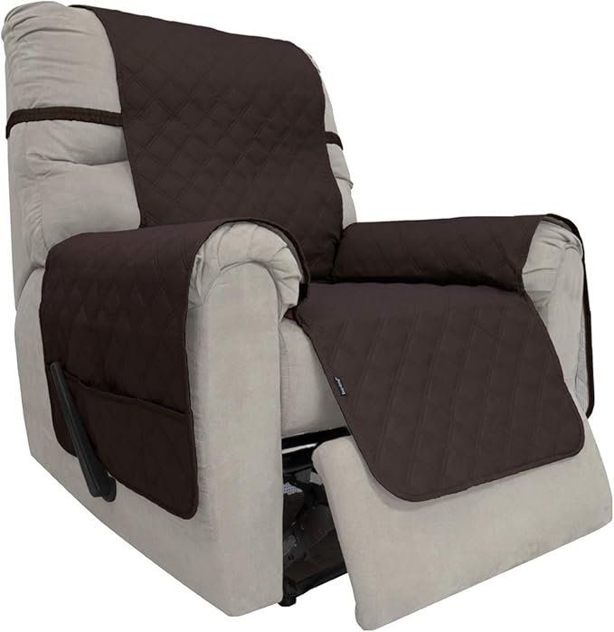 Easy-Going Sofa Slipcover Waterproof Recliner Chair Cover Non-Slip Fabric Couch Cover for Living Room Washable Furniture Protector for Pets Kids Children Dog Cat (Recliner, Chocolate)