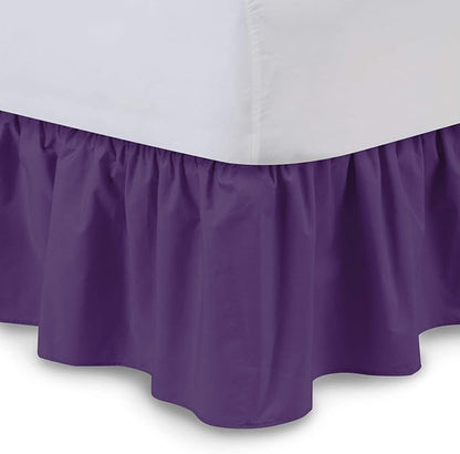 Bed Skirt - Ruffled Bed Skirt (California King, Purple) 12 Inch Drop Dust Ruffle with Platform, 100% Cotton 800 Thread Count Fabric - Dust Ruffle Bedskirt for Easy Fitting and Easy Care