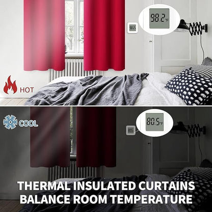 BGment Red Blackout Kitchen Curtains 45 Inches Length - Short Drapes Thermal Insulated with Rod Pocket Privacy Christmas Decor for Cafe Bathroom Window, 2 Panels, 34 x 45 Inch