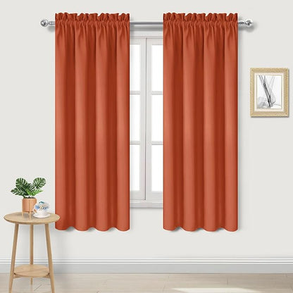 DWCN Blackout Curtains Thermal Insulated, Energy Saving & Noise Reducing Bedroom and Living Room Curtains, Burnt Ochre, W 42x L 72 Inch, Set of 2 Rod Pocket Curtain Panels