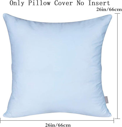 Thmyo 4-Pack 100% Cotton Comfortable Solid Decorative Throw Pillow Case, Square Cushion Cover Pillowcase Sublimation Blank Pillow Covers DIY Throw Pillowcase for Sofa(26x26 inch/ 66x66cm,Light Blue)