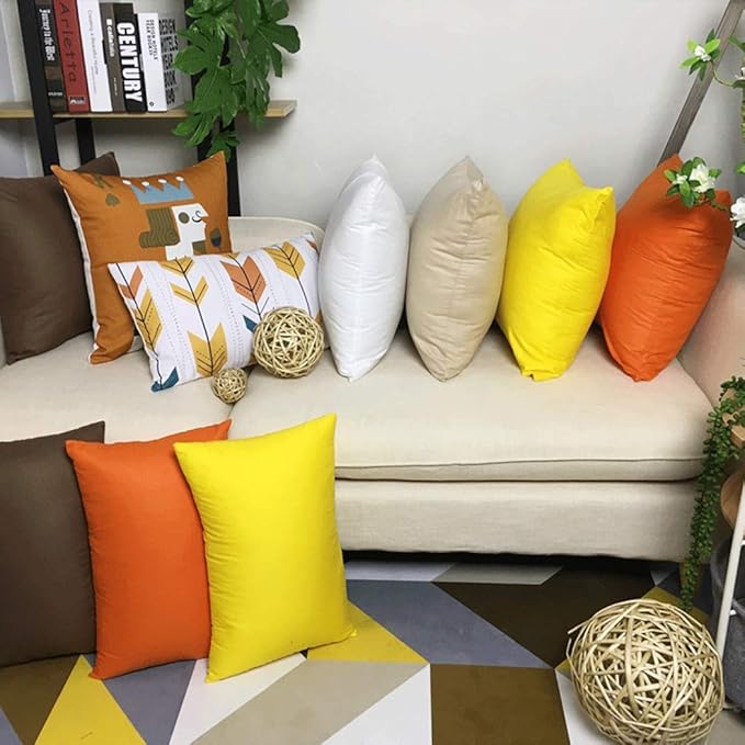 Thmyo 4-Pack 100% Cotton Comfortable Solid Decorative Throw Pillow Case Square Cushion Cover Pillowcase Sublimation Blank Pillow Covers Christmas DIY Throw Pillowcase (18x18inch/45x45cm,White)