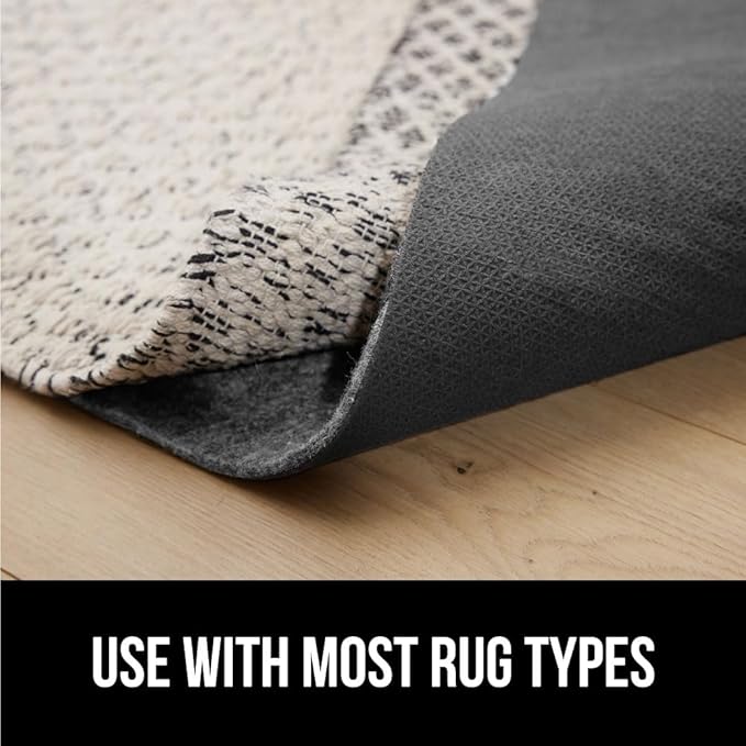 GORILLA GRIP Felt and Natural Rubber Stay in Place Slip Resistant Rug Pad, 1/8in Thick, 7x10 FT Protective Padding Under Area Rugs, Cushioned Gripper Pads, Carpet Runners, Hardwood Floors Protection