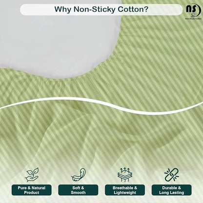 NON Sticky cotton Full Size Sleeper Sofa Sheets, 4 Piece Egyptian Cotton Bed Sheet Set for Sofa Bed, 10" Deep Pocket for Pull Out Couch Mattress, 54" x 75", Sage Stripe, Soft & Breathable