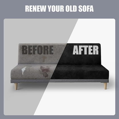 molasofa Leather Like Stretch Futon Slipcover Armless Futon Bed Sofa Cover Furniture Protector with Elastic Bottom, Soft and Washable Futon Cover for Sofa Bed Stay in Place（Medium，Black）