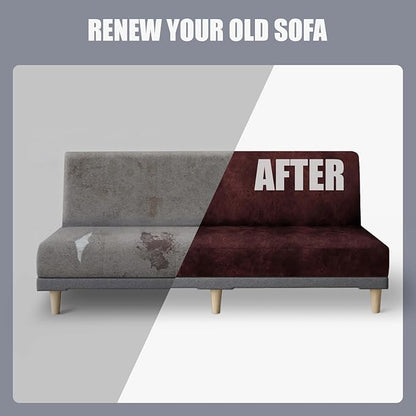 molasofa Leather Like Stretch Futon Slipcover Armless Futon Bed Sofa Cover Furniture Protector with Elastic Bottom, Soft and Washable Futon Cover for Sofa Bed Stay in Place（X Larger，Red）