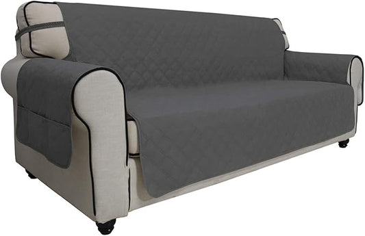 Easy-Going Sofa Slipcover Waterproof Couch Cover for 3 Cushion Couch Sofa Cover Furniture Protector Cover Pets Covers Washable Non-Slip Fabric Pets Kids Children Dog Cat (Sofa, Dark Gray)