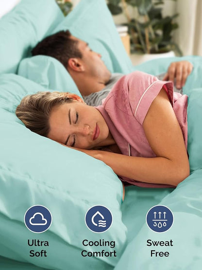Extra Deep Pocket Full Sheets - 4 Piece Breathable & Cooling Bed Sheets - Hotel Luxury Bed Sheet Set - Soft, Wrinkle Free & Comfy - Easily Fits Extra Deep Mattresses - Deep Pocket Spa Blue Sheets Set